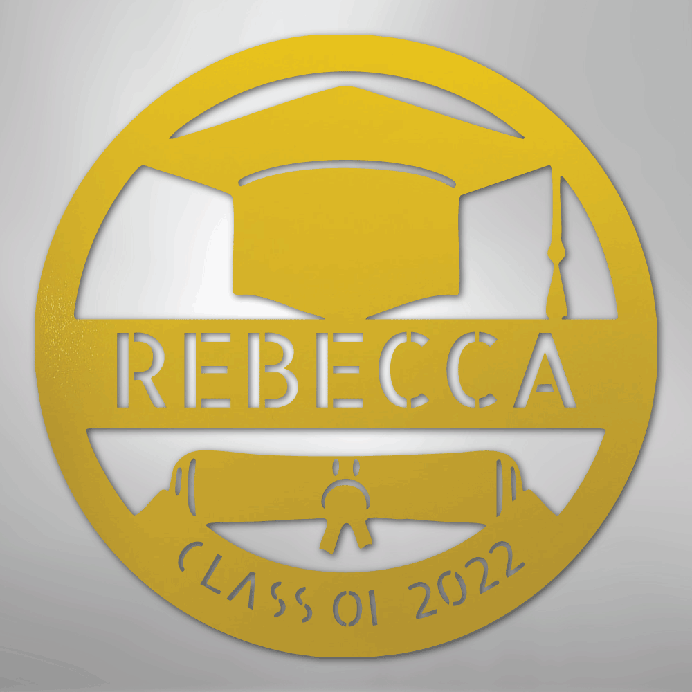 My Easy Monogram Steel Sign Yellow / 24" Grad Cap Monogram - Steel Sign