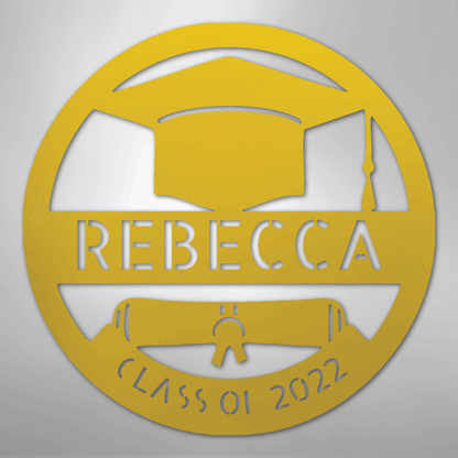 My Easy Monogram Steel Sign Yellow / 24" Grad Cap Monogram - Steel Sign