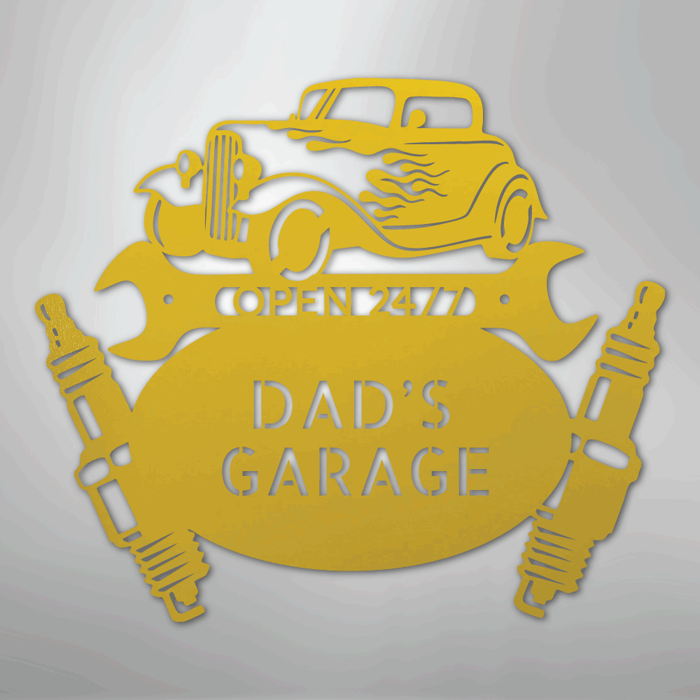 My Easy Monogram Steel Sign Yellow / 24" Hot Rod Mechanic Monogram - Steel Sign