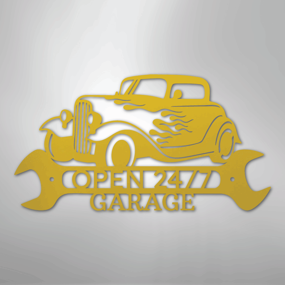 My Easy Monogram Steel Sign Yellow / 24" Hot Rod Shop Monogram - Steel Sign