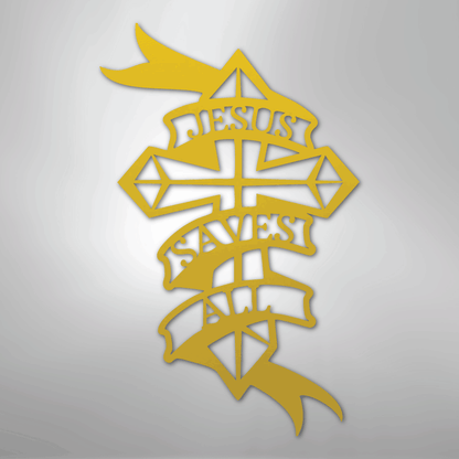 My Easy Monogram Steel Sign Yellow / 24" Jesus Saves All - Steel Sign