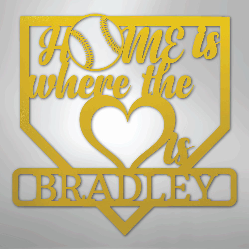 My Easy Monogram Steel Sign Yellow / 24" Love Baseball Monogram - Metal Sign