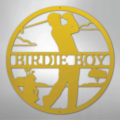 My Easy Monogram Steel Sign Yellow / 24" Male Golfer Monogram - Steel Sign