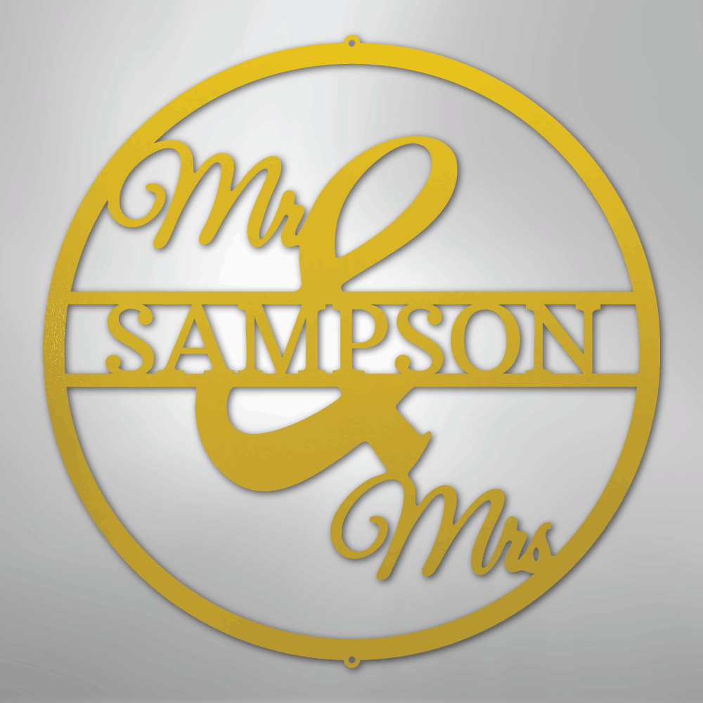 My Easy Monogram Steel Sign Yellow / 24" Mr and Mrs Circle Monogram - Steel Sign