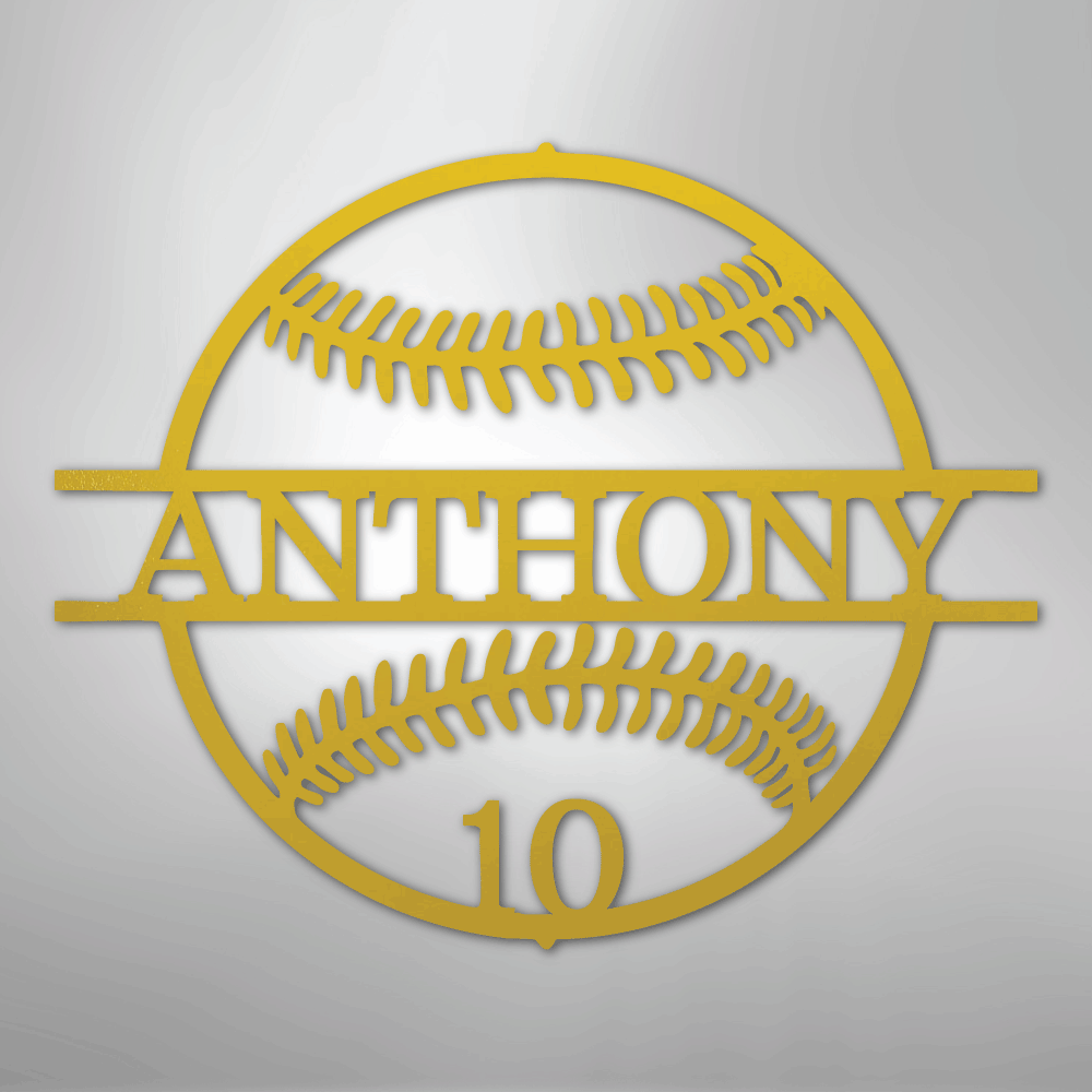My Easy Monogram Steel Sign Yellow / 24" Name and Number Baseball - Metal Sign