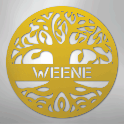 My Easy Monogram Steel Sign Yellow / 24" Personalized Tree of Life - Steel Sign