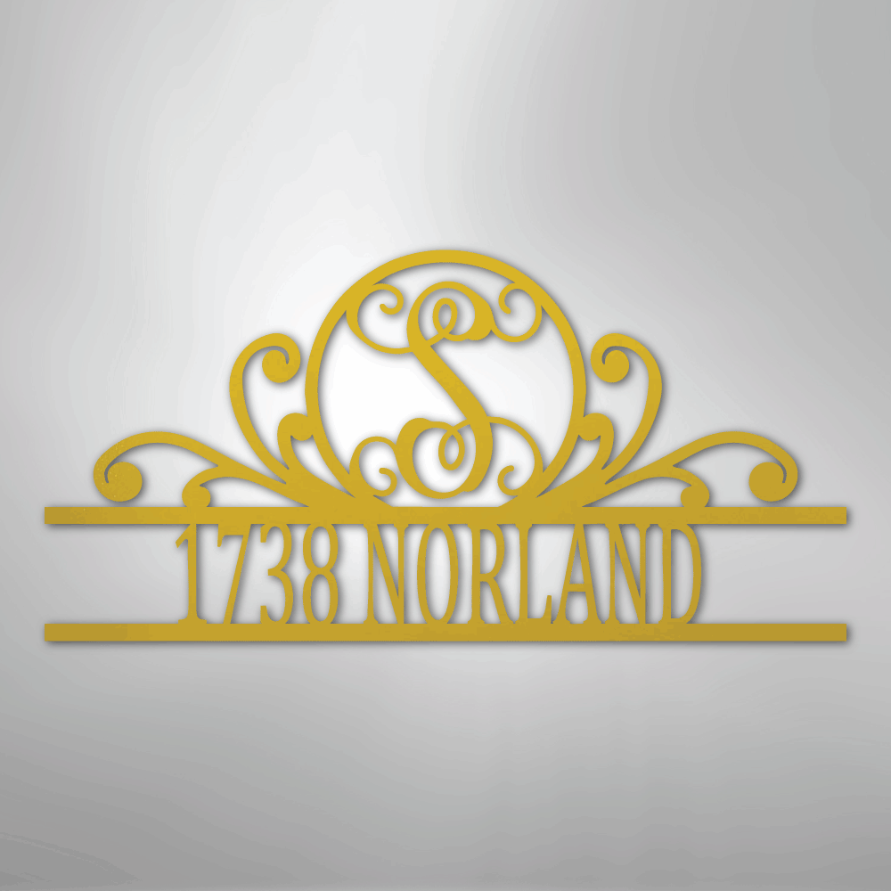 My Easy Monogram Steel Sign Yellow / 24" Scroll Family Name Monogram - Steel Sign