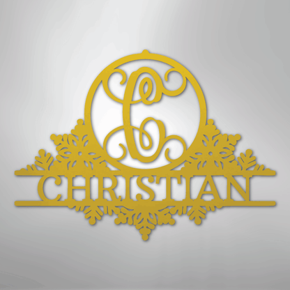 My Easy Monogram Steel Sign Yellow / 24" Snowfall Initial Monogram - Steel Sign