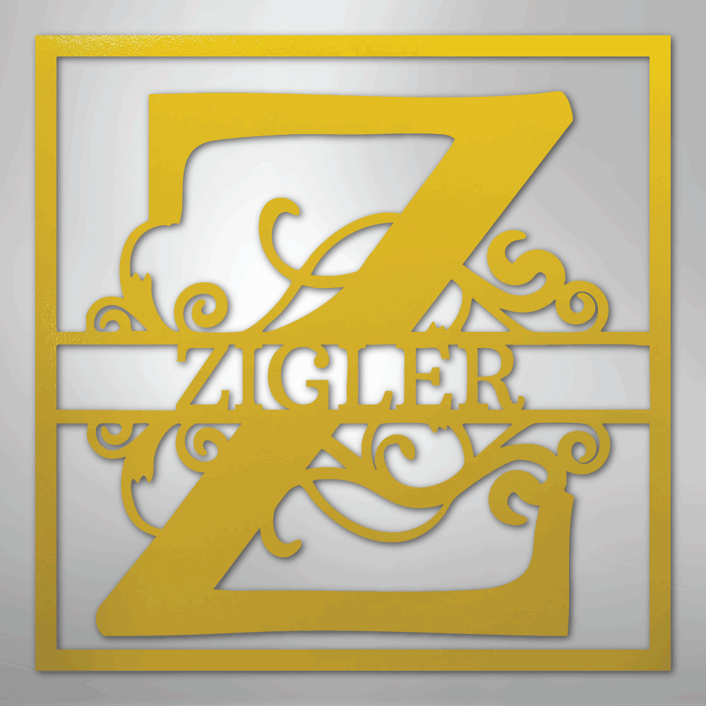 My Easy Monogram Steel Sign Yellow / 24" Split Square Monogram - Steel Sign