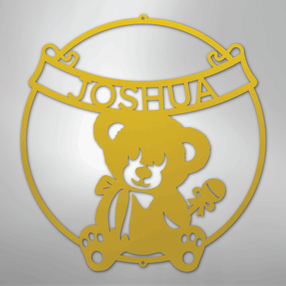 My Easy Monogram Steel Sign Yellow / 24" Teddy Banner Monogram - Steel Sign