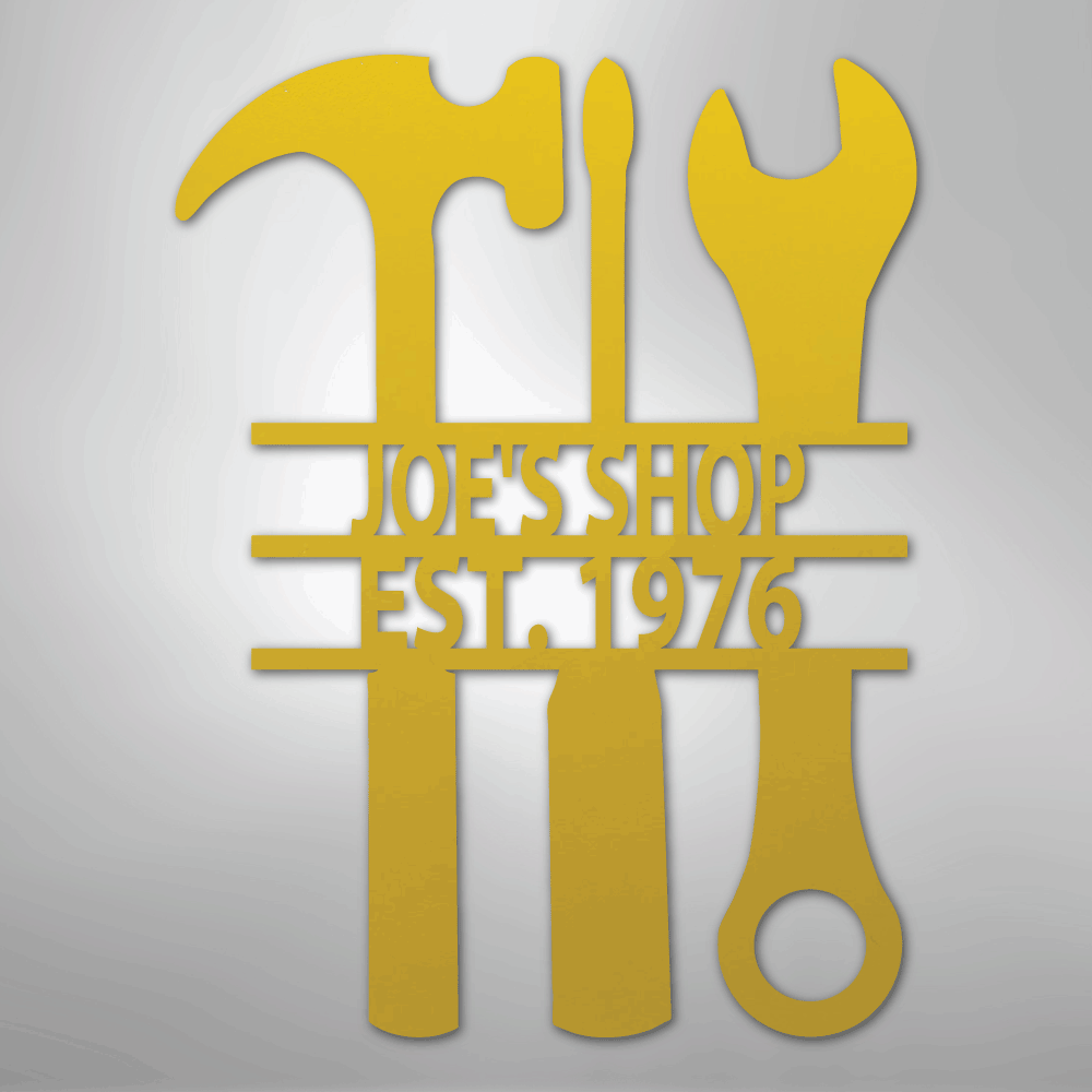 My Easy Monogram Steel Sign Yellow / 24" The Garage - Steel Sign