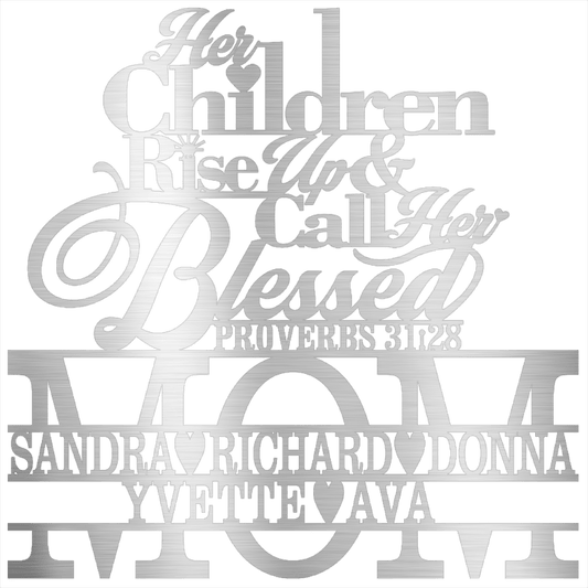 MyEasyMonogram Silver / 12 Custom Steel Wall Decor - MOM Proverbs - Sandra Richard Donna Yvette Ava