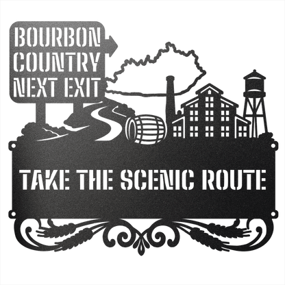 MyEasyMonogram Steel Sign Black / 12 Bourbon Country Scenic Route Metal Wall Art