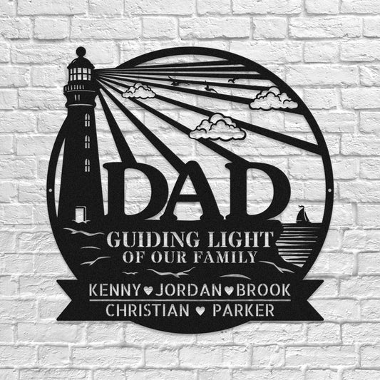 MyEasyMonogram Steel Sign Black / 12 Dad as Guiding Light - Custom Metal Art