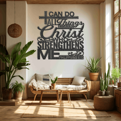 MyEasyMonogram Steel Sign Black / 12 I Can Do All Things Through Christ - Steel Sign