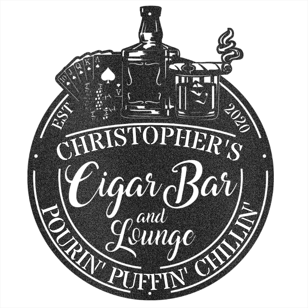 MyEasyMonogram Steel Sign Black / 12 Man Cave - Cigar Bar Lounge - Steel Sign