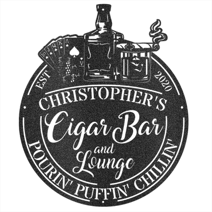 MyEasyMonogram Steel Sign Black / 12 Man Cave - Cigar Bar Lounge - Steel Sign