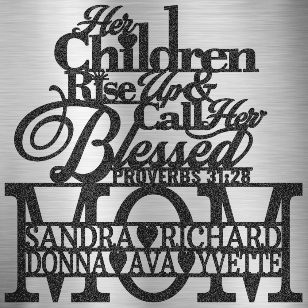 MyEasyMonogram Steel Sign Black / 15 Mom Proverbs - 2 Lines