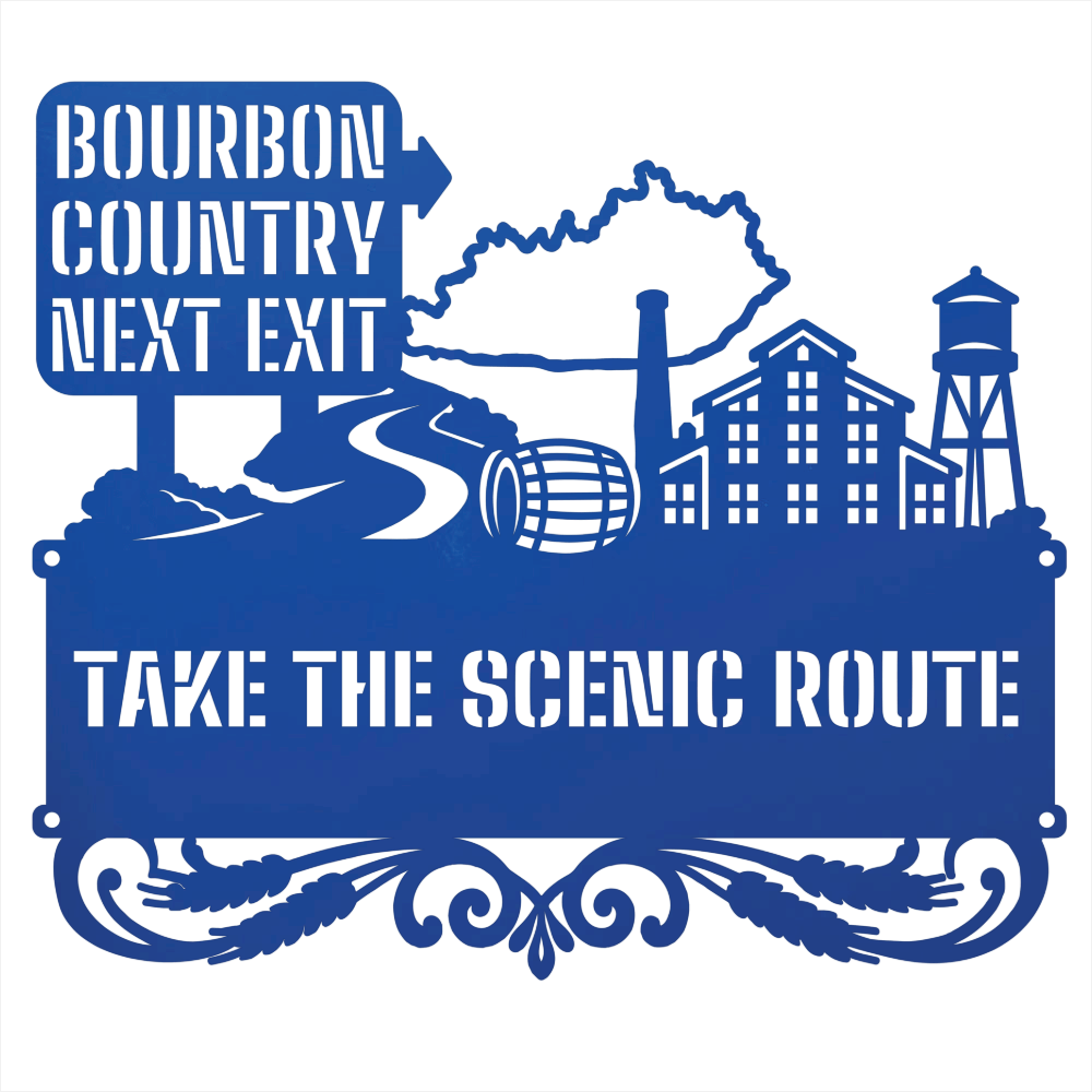 MyEasyMonogram Steel Sign Blue / 12 Bourbon Country Scenic Route Metal Wall Art