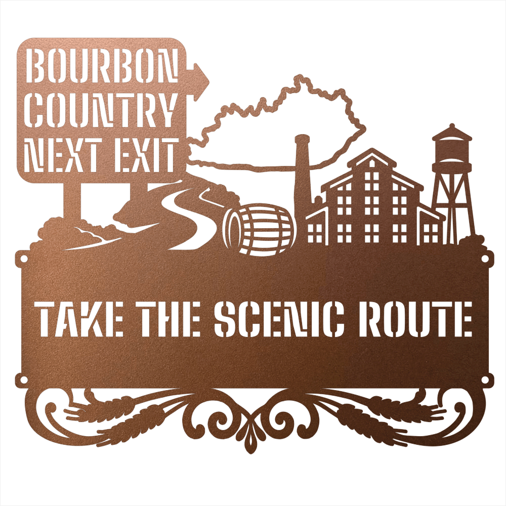 MyEasyMonogram Steel Sign Copper / 12 Bourbon Country Scenic Route Metal Wall Art