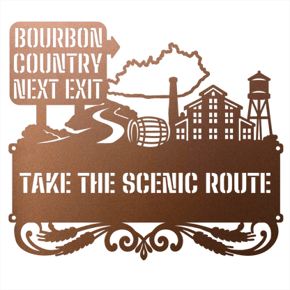 MyEasyMonogram Steel Sign Copper / 12 Bourbon Country Scenic Route Metal Wall Art