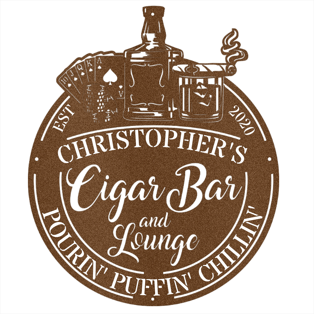 MyEasyMonogram Steel Sign Copper / 12 Man Cave - Cigar Bar Lounge - Steel Sign