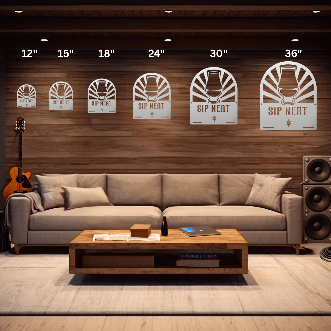 MyEasyMonogram Steel Sign Glencairn Glass Metal Wall Art — Steel Whisky & Bourbon Bar Sign