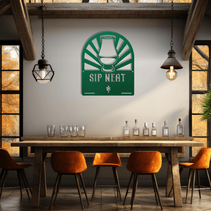 MyEasyMonogram Steel Sign Glencairn Glass Metal Wall Art — Steel Whisky & Bourbon Bar Sign with Heritage Icons
