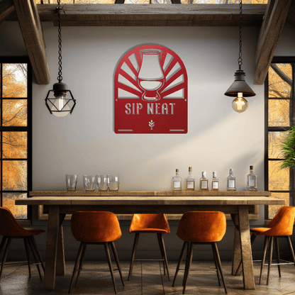 MyEasyMonogram Steel Sign Glencairn Glass Metal Wall Art — Steel Whisky & Bourbon Bar Sign with Heritage Icons
