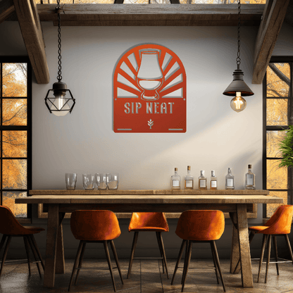 MyEasyMonogram Steel Sign Glencairn Glass Metal Wall Art — Steel Whisky & Bourbon Bar Sign with Heritage Icons