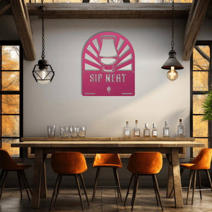 MyEasyMonogram Steel Sign Glencairn Glass Metal Wall Art — Steel Whisky & Bourbon Bar Sign with Heritage Icons