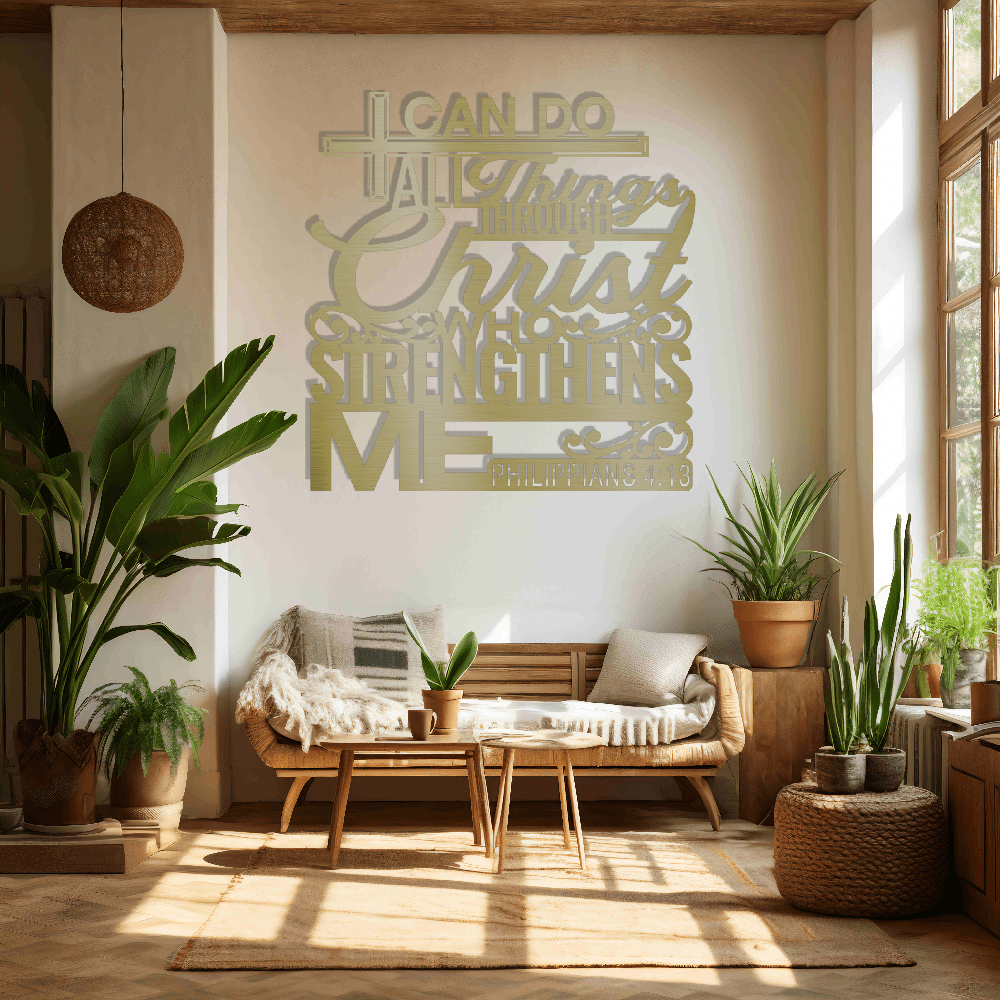 MyEasyMonogram Steel Sign Gold / 12 I Can Do All Things Through Christ - Steel Sign