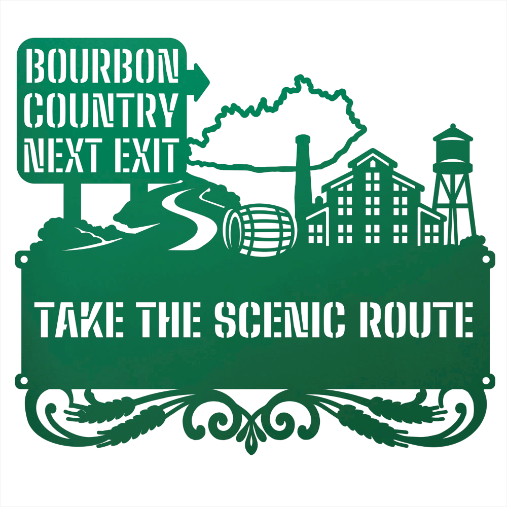 MyEasyMonogram Steel Sign Green / 12 Bourbon Country Scenic Route Metal Wall Art