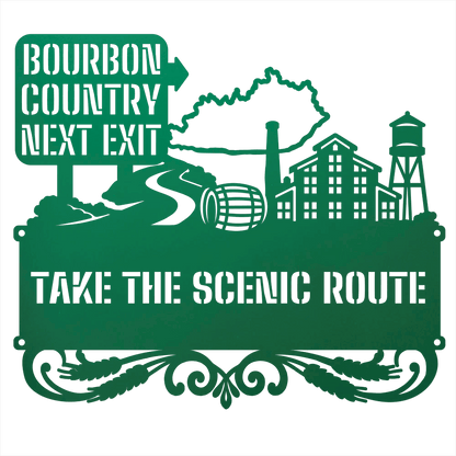 MyEasyMonogram Steel Sign Green / 12 Bourbon Country Scenic Route Metal Wall Art