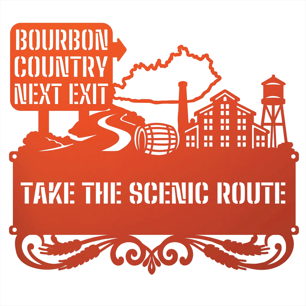 MyEasyMonogram Steel Sign Orange / 12 Bourbon Country Scenic Route Metal Wall Art