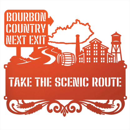 MyEasyMonogram Steel Sign Orange / 12 Bourbon Country Scenic Route Metal Wall Art