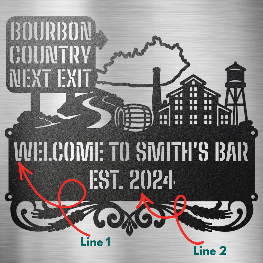 MyEasyMonogram Steel Sign Personalized Bourbon Country Scenic Route Metal Wall Art