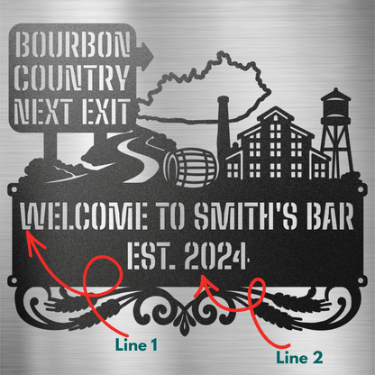 MyEasyMonogram Steel Sign Personalized Bourbon Country Scenic Route Metal Wall Art