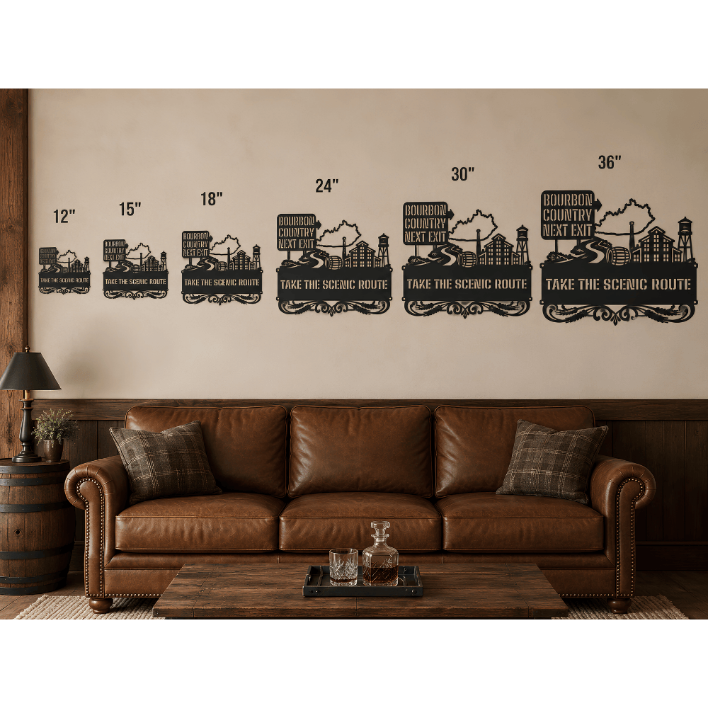 MyEasyMonogram Steel Sign Personalized Bourbon Country Scenic Route Metal Wall Art
