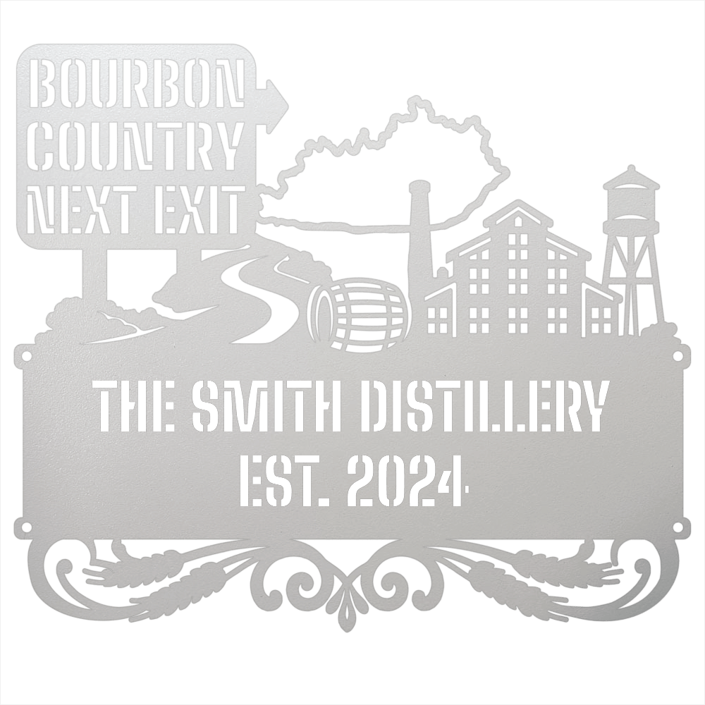 MyEasyMonogram Steel Sign Personalized Bourbon Country Scenic Route Metal Wall Art