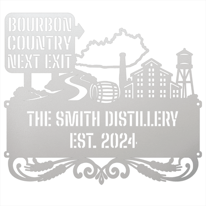 MyEasyMonogram Steel Sign Personalized Bourbon Country Scenic Route Metal Wall Art