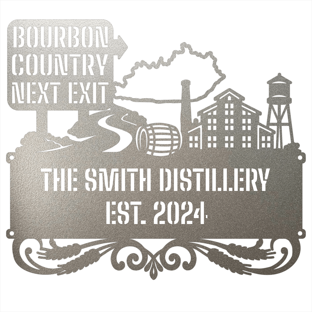 MyEasyMonogram Steel Sign Personalized Bourbon Country Scenic Route Metal Wall Art