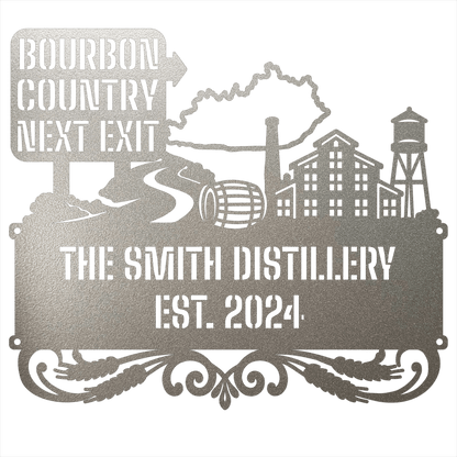 MyEasyMonogram Steel Sign Personalized Bourbon Country Scenic Route Metal Wall Art
