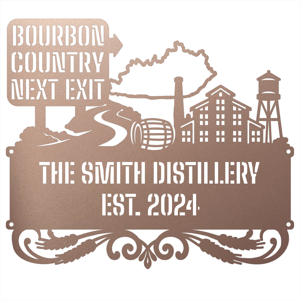 MyEasyMonogram Steel Sign Personalized Bourbon Country Scenic Route Metal Wall Art