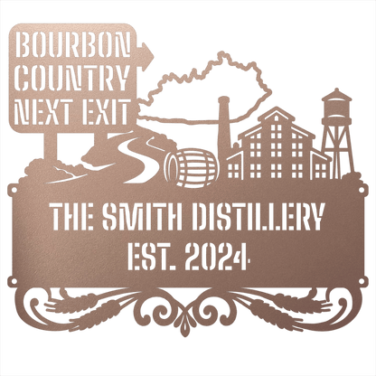 MyEasyMonogram Steel Sign Personalized Bourbon Country Scenic Route Metal Wall Art