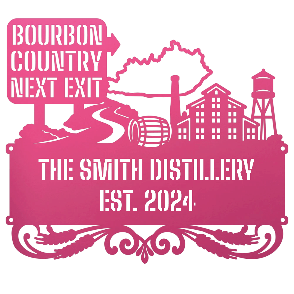 MyEasyMonogram Steel Sign Personalized Bourbon Country Scenic Route Metal Wall Art