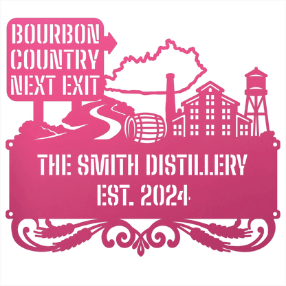MyEasyMonogram Steel Sign Personalized Bourbon Country Scenic Route Metal Wall Art