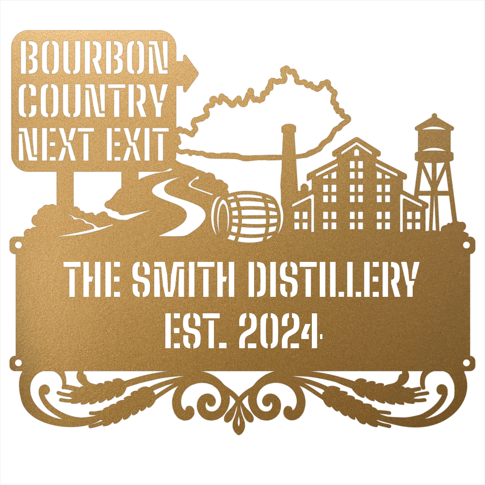 MyEasyMonogram Steel Sign Personalized Bourbon Country Scenic Route Metal Wall Art