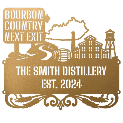 MyEasyMonogram Steel Sign Personalized Bourbon Country Scenic Route Metal Wall Art