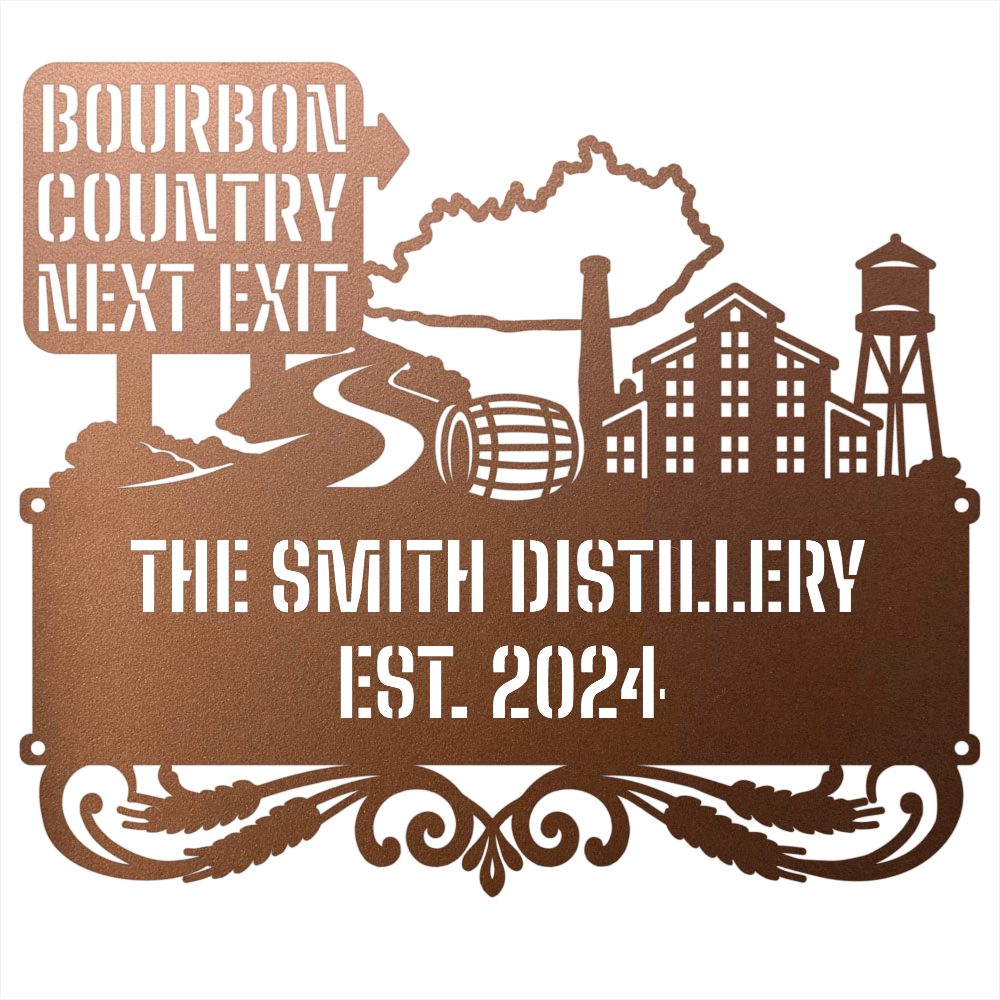 MyEasyMonogram Steel Sign Personalized Bourbon Country Scenic Route Metal Wall Art